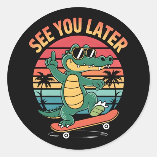 Tot ziens, Alligator Ronde Sticker (Voorkant)