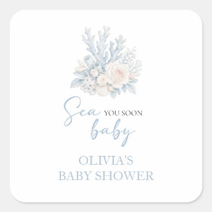 Tot ziens baby Kuststrand Baby Shower Vierkante Sticker