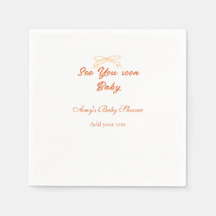 tot ziens baby oranje rode strik baby shower naam servet