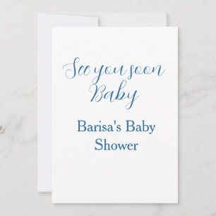 tot ziens baby shower blauw naam datum eenvoudig kaart