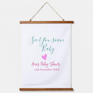 tot ziens baby shower groen roze hart trendy m hangend wandkleed