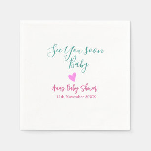 tot ziens baby shower groen roze hart trendy m servet