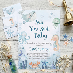 Tot ziens baby shower Oceaandieren baby shower Kaart