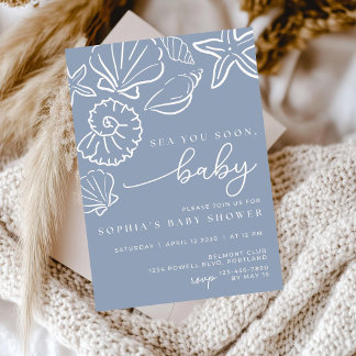 Tot Ziens Baby Shower Uitnodiging, Zeeschelp Baby Kaart