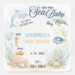 Tot Ziens Baby Shower Vierkante Sticker
