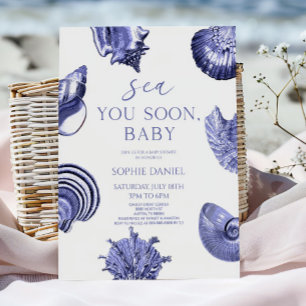 Tot Ziens Binnenkort, Baby Blauwe Schelpen Baby Sh Kaart