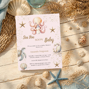 Tot ziens binnenkort roze meisje Baby Shower uitno