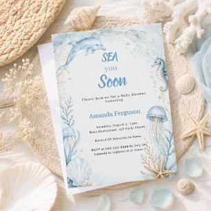 Tot ziens Blauwe Jongen Baby Shower Kaart