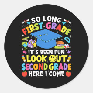 Tot ziens eindexamen eerste klas tweede klas hier ronde sticker