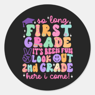 Tot ziens eindexamen eerste klas tweede klas hier ronde sticker