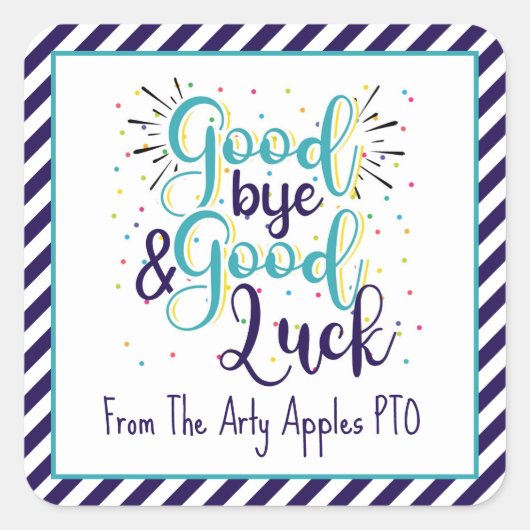 Tot ziens en succes vierkante sticker (Voorkant)