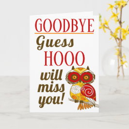 Tot ziens Funny Red Farewell Owl Kaart