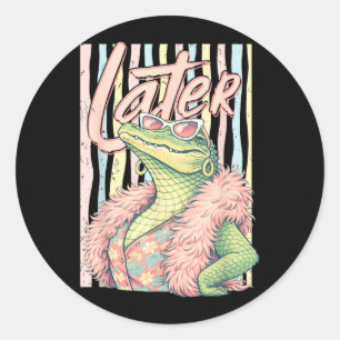 Tot ziens Gator Ontspan Krokodil Grappige Sarcasti Ronde Sticker