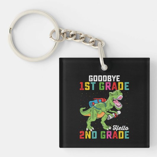 Tot ziens Groep 3 Hallo Groep 4 T Rex Dinosaurus Sleutelhanger (Voorkant)