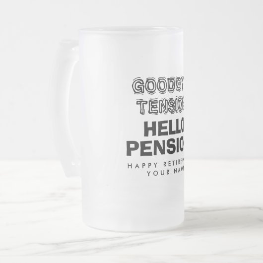 Tot ziens hallo pensioen plezier met pensioen matglas bierpul (Voorkant links)