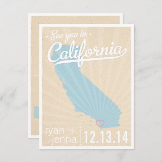 Tot ziens in Californië Save the Date Briefkaart (Voorkant / Achterkant)