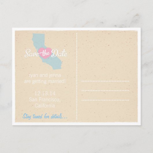 Tot ziens in Californië Save the Date Briefkaart (Achterkant)