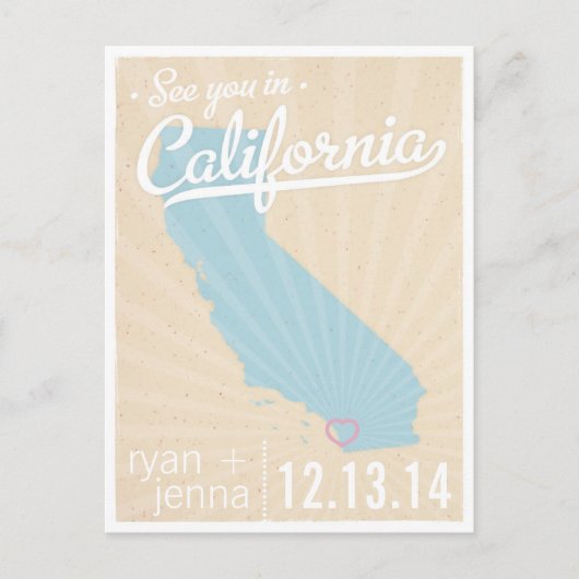 Tot ziens in Californië Save the Date Briefkaart (Voorkant)