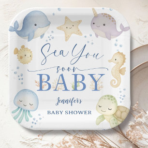 Tot Ziens in de Oceaan Baby Borrel Papieren Bordje