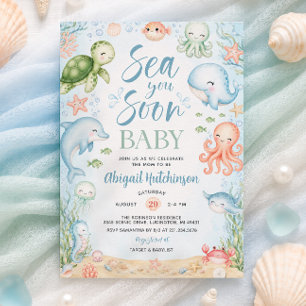 Tot Ziens in de Oceaan Baby Borrel Uitnodiging