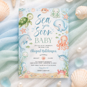 Tot Ziens in de Oceaan Baby Shower Uitnodiging