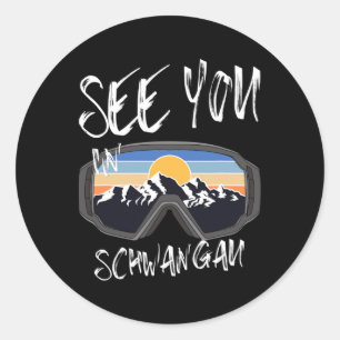 Tot ziens in Schwangau Duitsland Vakantie skibril Ronde Sticker