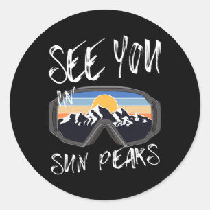 Tot ziens in Sun Peaks Vakantie Ski Goggles Ronde Sticker