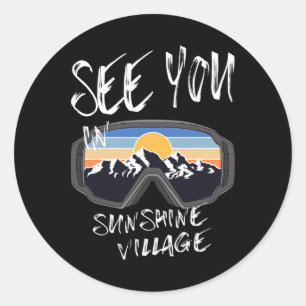 Tot ziens in Sunshine Village Vakantie Ski Goggles Ronde Sticker