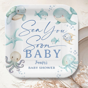 Tot Ziens Jongen Ocean Baby Shower Papieren Bordje
