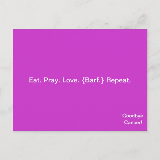 TOT ZIENS KANKER! Briefkaart van April McCallum (Voorkant)