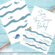 Tot Ziens Kleine Baby Nautical Golven Blauwe Jonge