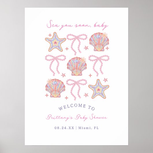 Tot Ziens Kleine Meisje Baby Shower Welkomstposter Poster (Voorkant)