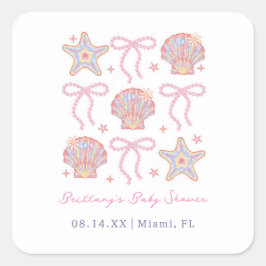 Tot Ziens Kleine Meisje Kust Baby Shower  Vierkante Sticker
