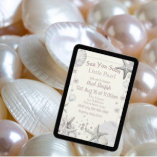 Tot Ziens Kleine Parel Neutrale Toon Baby Shower Kaart