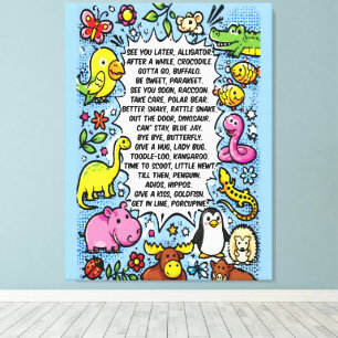 Tot ziens later Alligator Rijmposter – Schattig Di Canvas Afdruk