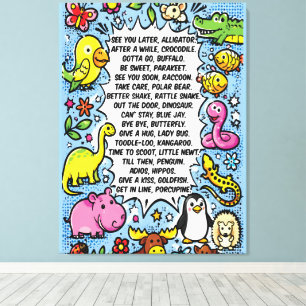 Tot ziens later Alligator Rijmposter – Schattig di Canvas Afdruk