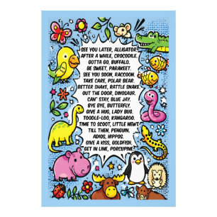 Tot ziens later Alligator Rijmposter – Schattig Di Foto Afdruk