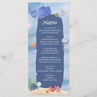 Tot ziens, lieve zeedieren wezentje blauw baby  menu