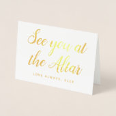 Tot ziens op het altaar bruidegom bruidsbrief folie kaarten (Voorkant)