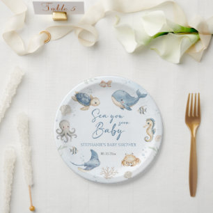 Tot ziens op zee Baby Shower Papieren Bordje
