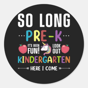 Tot ziens Pre-K Kleuterschool Hier kom ik aan Pre- Ronde Sticker