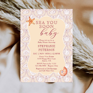 Tot Ziens Schat Roze Zeeschelp Boog Baby Shower Kaart