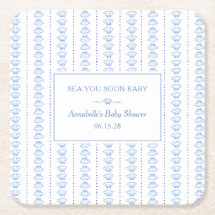 Tot ziens schatje! Blauwe Kuststrand Baby Shower Kartonnen Onderzetters