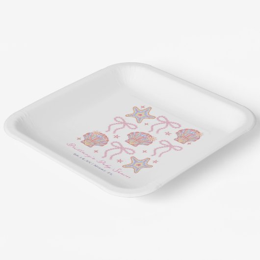 Tot Ziens Schatje Coastal Baby Shower Papieren Bordje (Gebogen)
