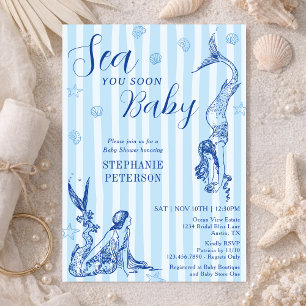 Tot Ziens Schatje Vintage Zeemeermin Blauwe Baby S Kaart
