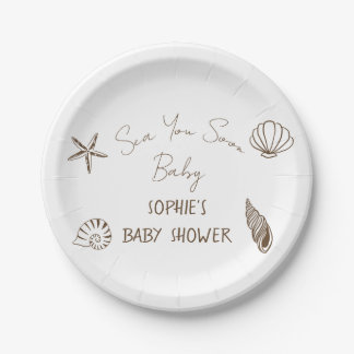 Tot Ziens Schattig Kust Baby Shower Papieren Bordje