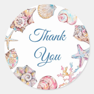 Tot Ziens Schelp Baby Shower Bedankt Ronde Sticker