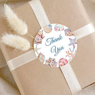 Tot Ziens Schelp Baby Shower Bedankt Ronde Sticker