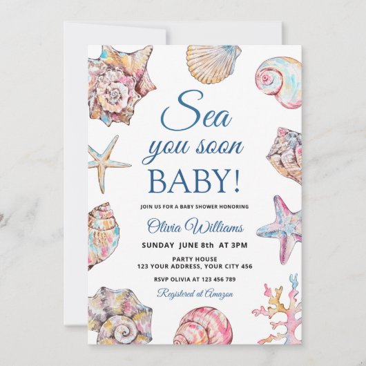Tot Ziens Schelp Baby Shower Kaart (Voorkant)