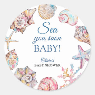 Tot Ziens Schelp Baby Shower Ronde Sticker